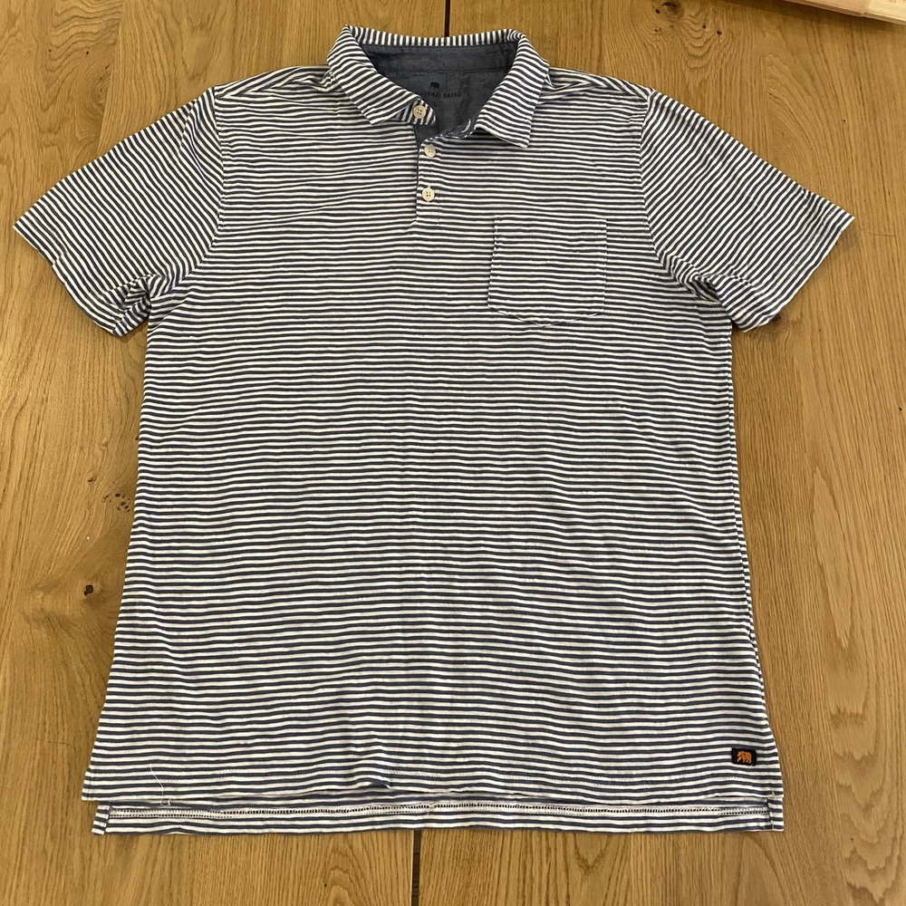 The Normal Brand striped polo Shirt Men's Large Blue White